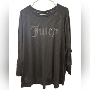 JUICY COUTURE BLACK RHINESTONE AND LOGO 3/4 SLEEVE AND PANTS SLEEPSET. SIZE 1X.